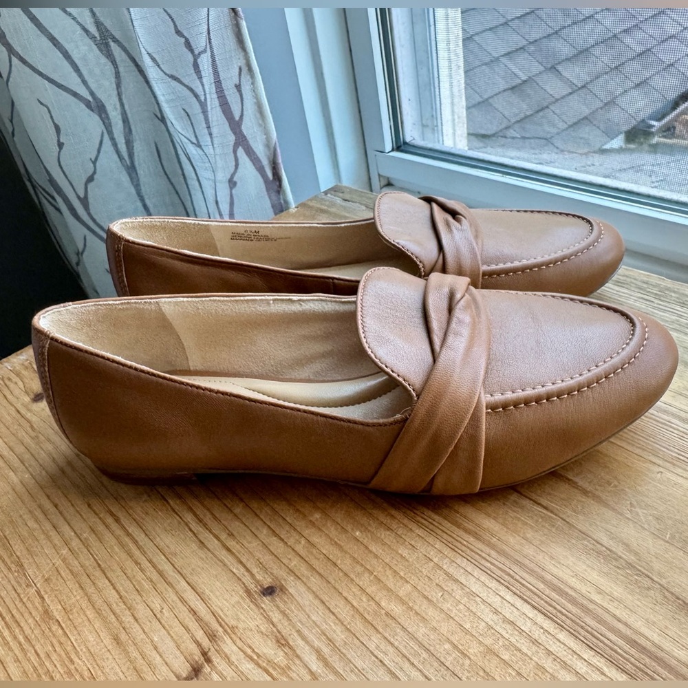 TALBOTS Ryan Twist Nappa Leather Loafers Brown Flats 6.5 - Picture 1 of 8